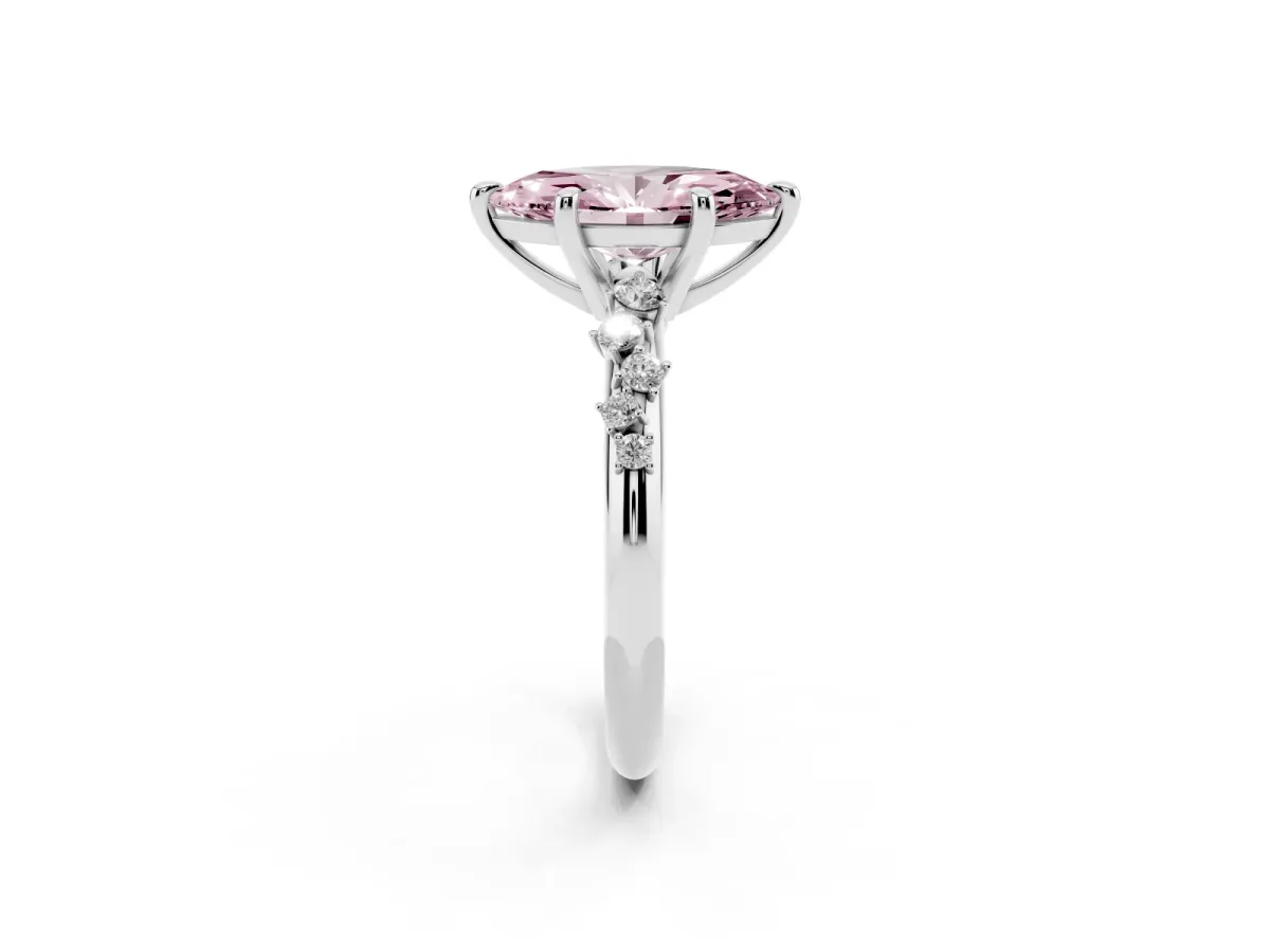 Fancy Pink Marquise Cut Cut Diamond Vine Band with Four-Prong Setting Silver