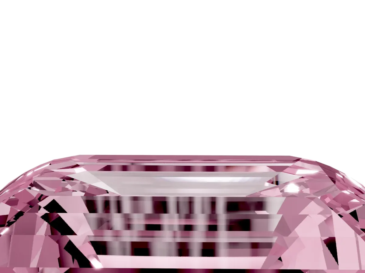 Fancy Pink Emerald Cut Cut Pave Band Milgrain Solitaire Ring Silver