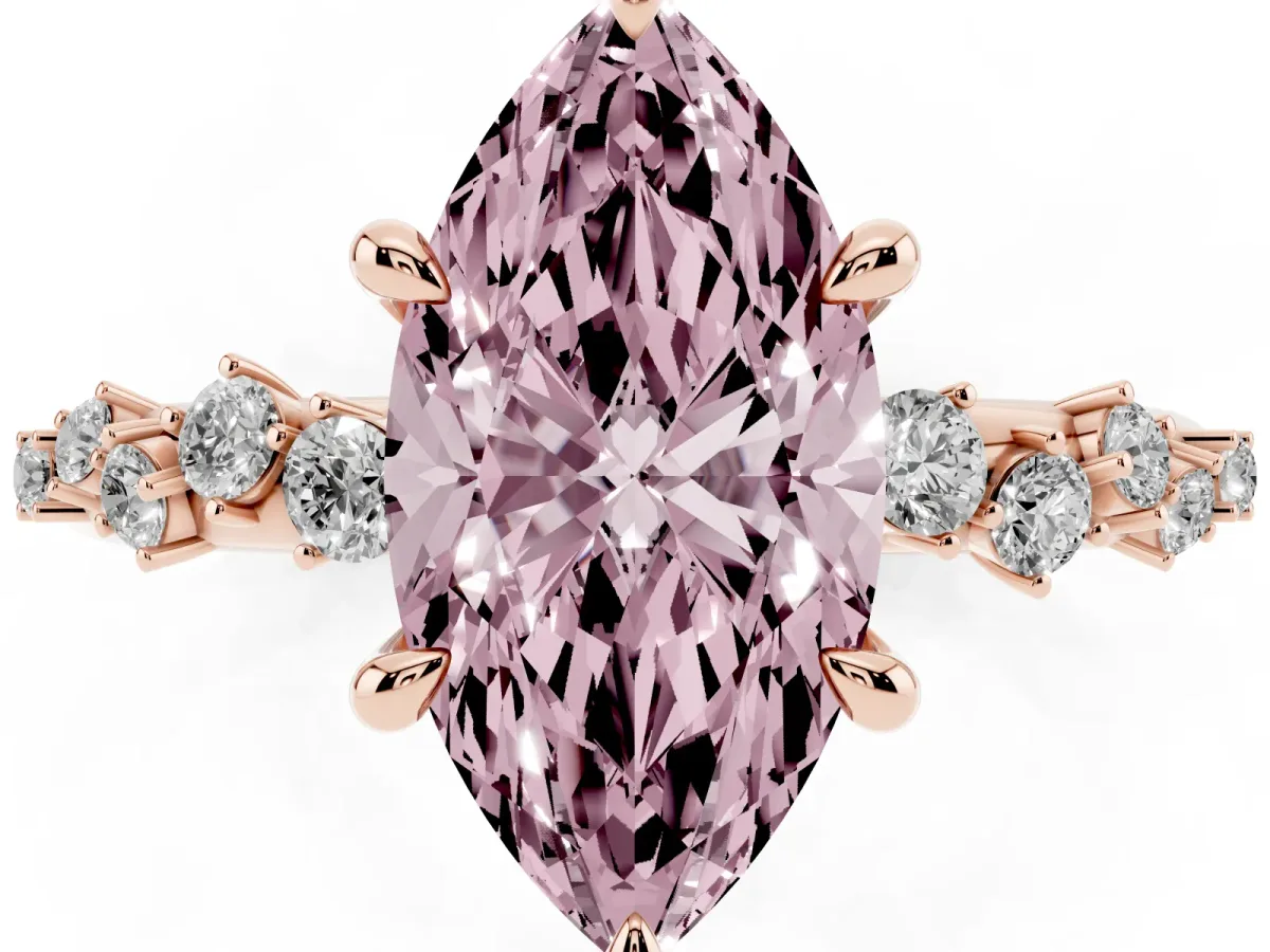 Fancy Pink Marquise Cut Cut Diamond Vine Band with Four-Prong Setting Rose gold