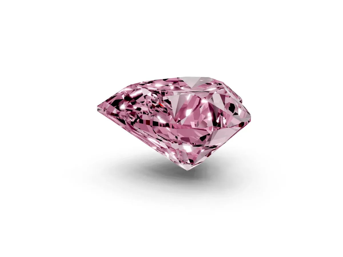 Fancy Pink Heart Cut Diamond Ring with Marquise Side Stones and Prong Setting White gold