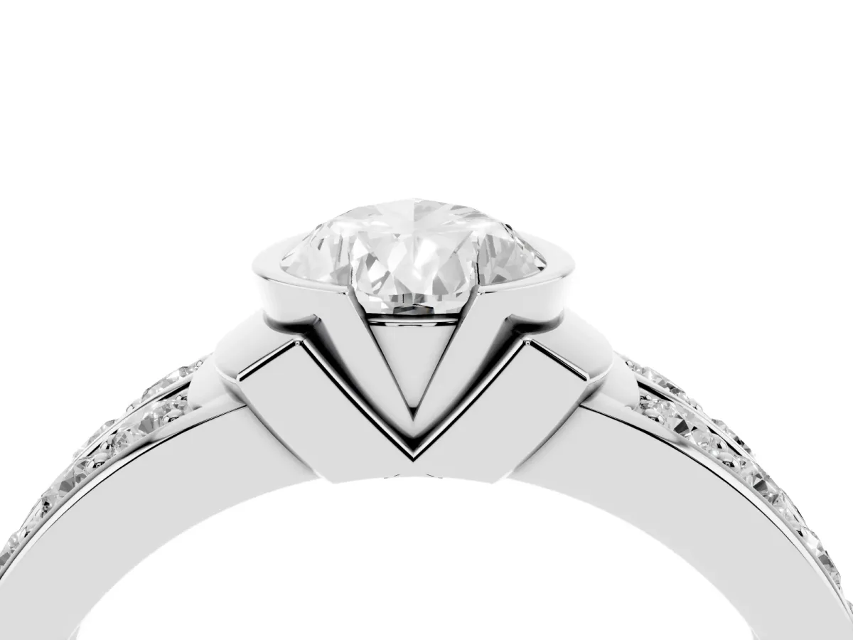 Pear Cut Brilliant Diamond Channel Set Wide Band Ring with Bezel Setting White gold