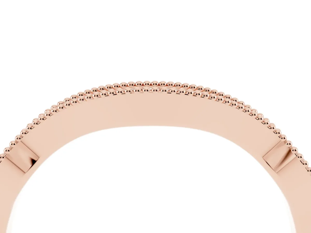 Pavé Round Diamond Curved Milgrain Band Rose gold