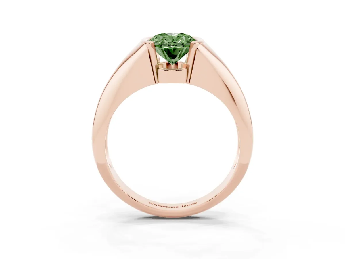 Fancy Green Oval Cut Solitaire Tension Set Diamond Ring Rose gold