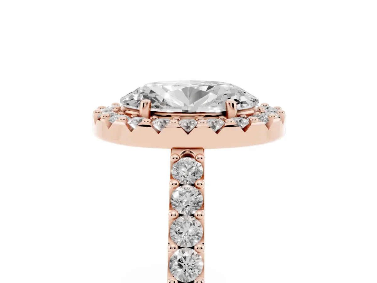 Oval Cut Halo Diamond Pavé Solitaire Ring Rose gold