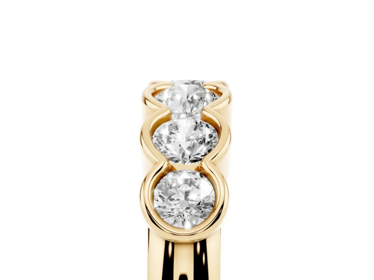 Round Diamond Scalloped Bezel Set Eternity Band Yellow gold