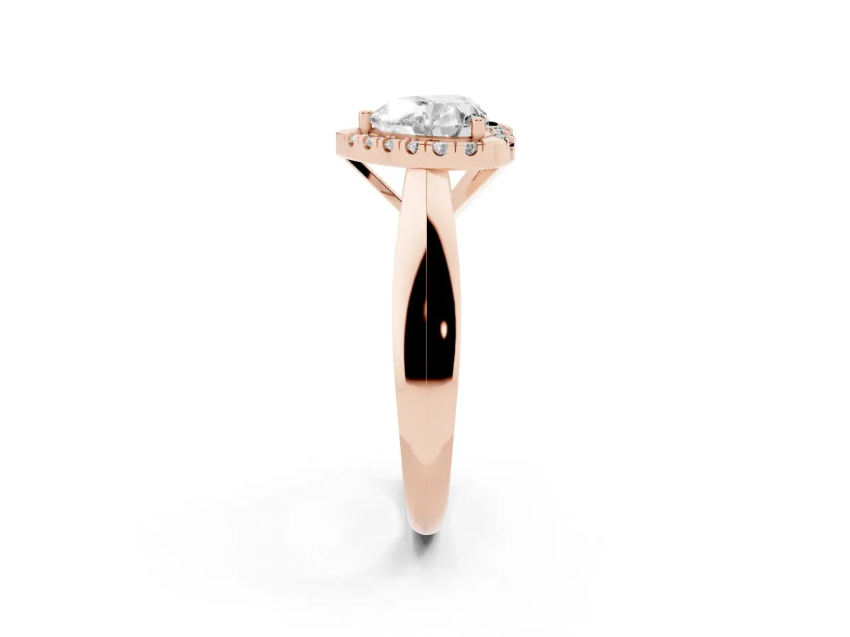 Heart Cut Cut Halo Solitaire Engagement Ring with Square Band and Four-Prong Setting Rose gold