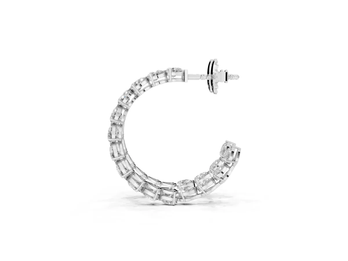 Pear Diamond Open Hoop Earrings Platinum