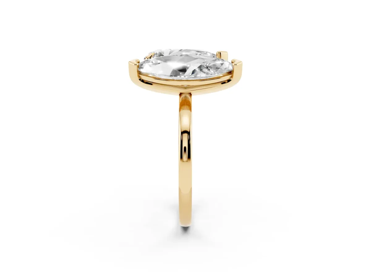 Pear and Marquise Toi Moi Ring with Prong Setting and Plain Band Yellow gold