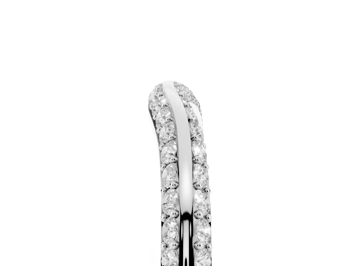 Pavé Round Diamond Wave Band with Shared Prong Setting Platinum
