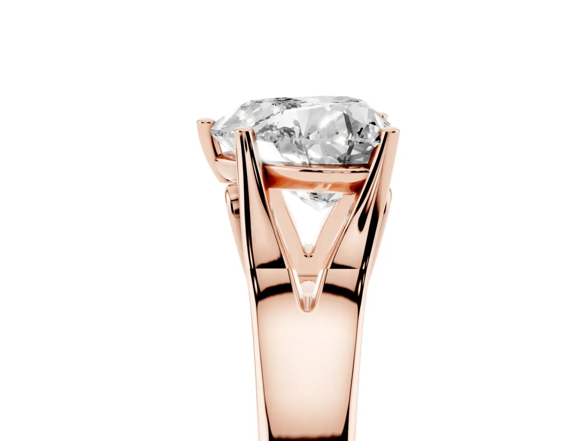 Heart Cut Solitaire Diamond Ring with Cathedral Band and Four-Prong Setting Rose gold