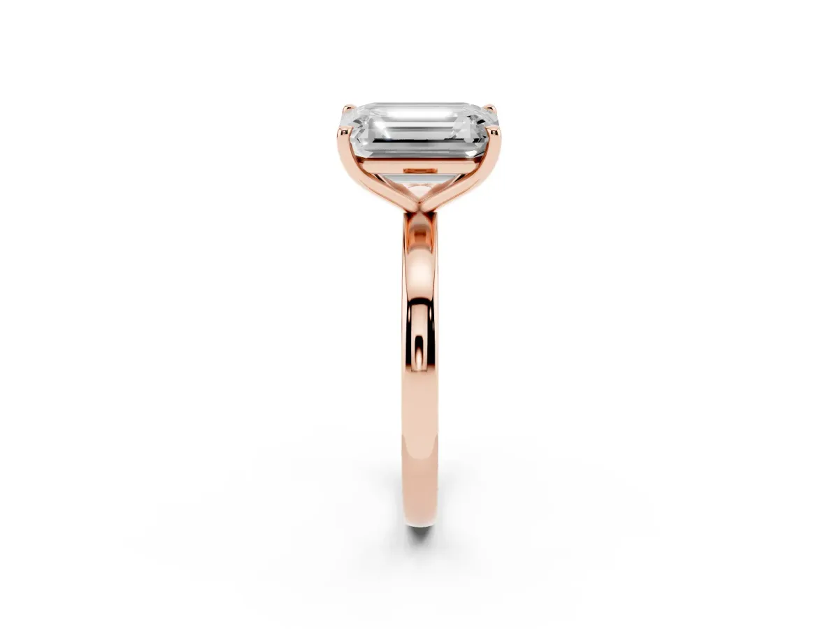 Oval Cut and Emerald Cut Toi Moi Ring with Prong Setting Rose gold