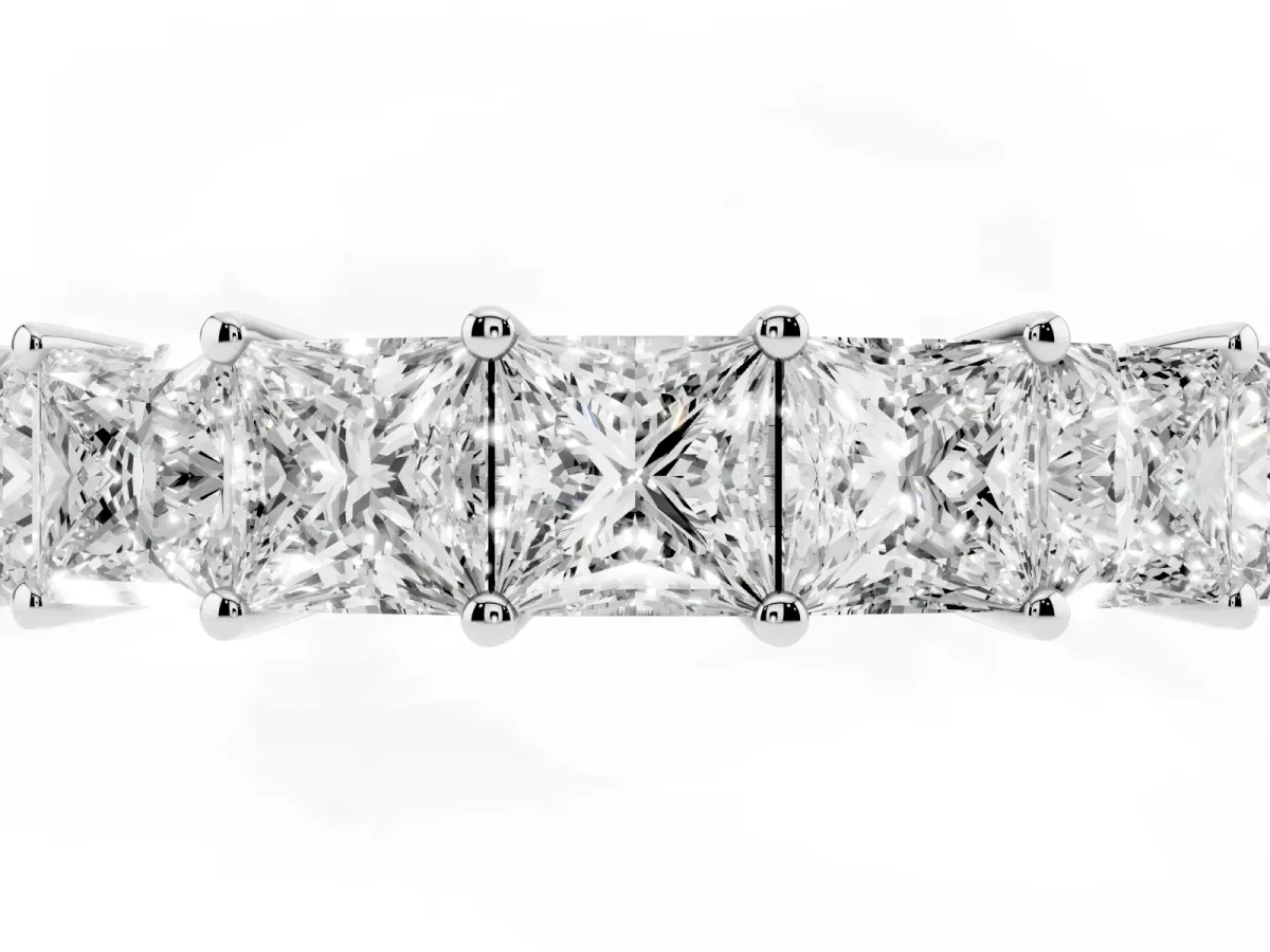 Princess Cut Half Eternity Band with Shared Prong Setting Platinum