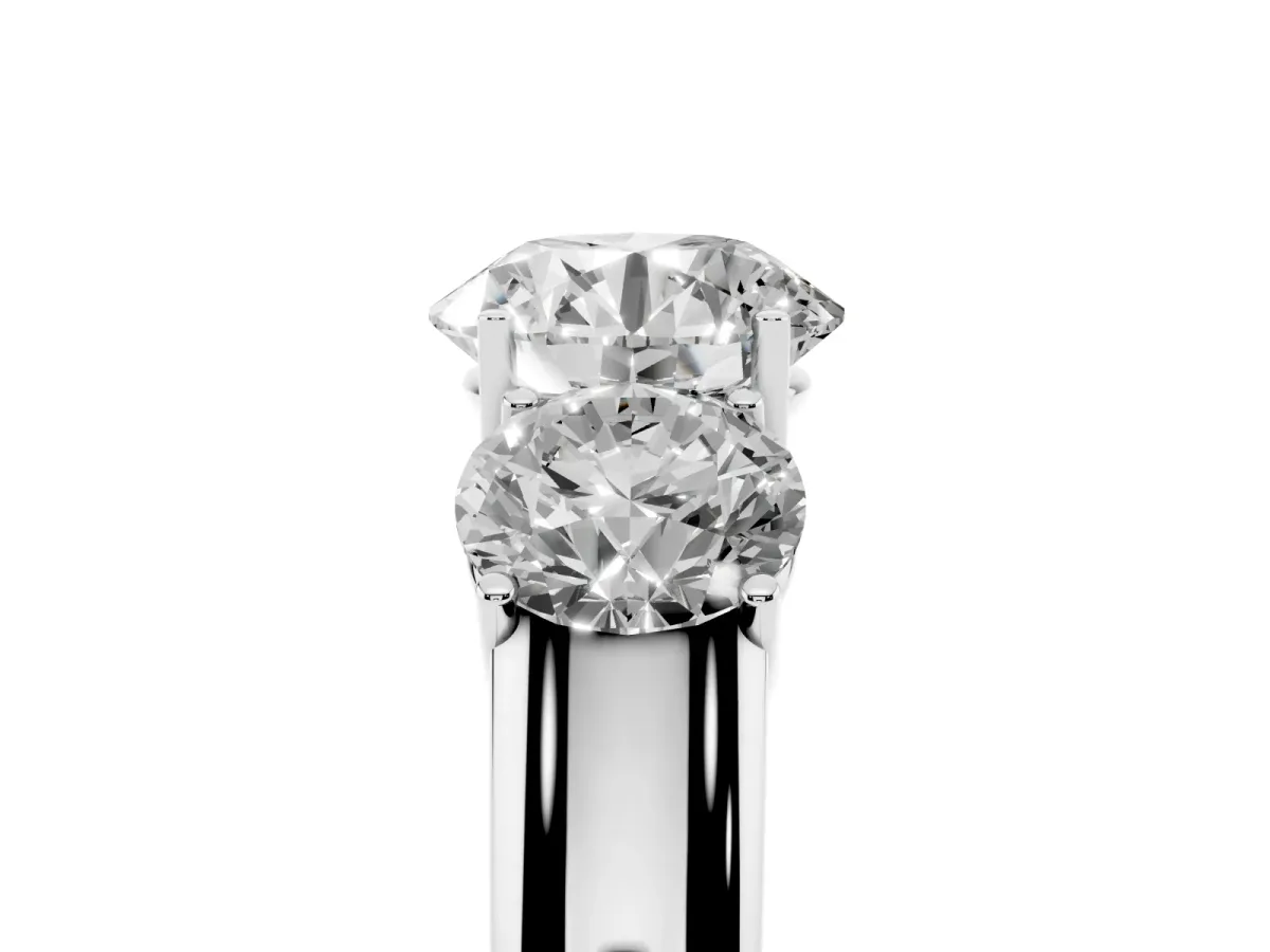 Three-Stone Round Cut Cut Diamond Ring with Prong Setting and Classic Band Silver