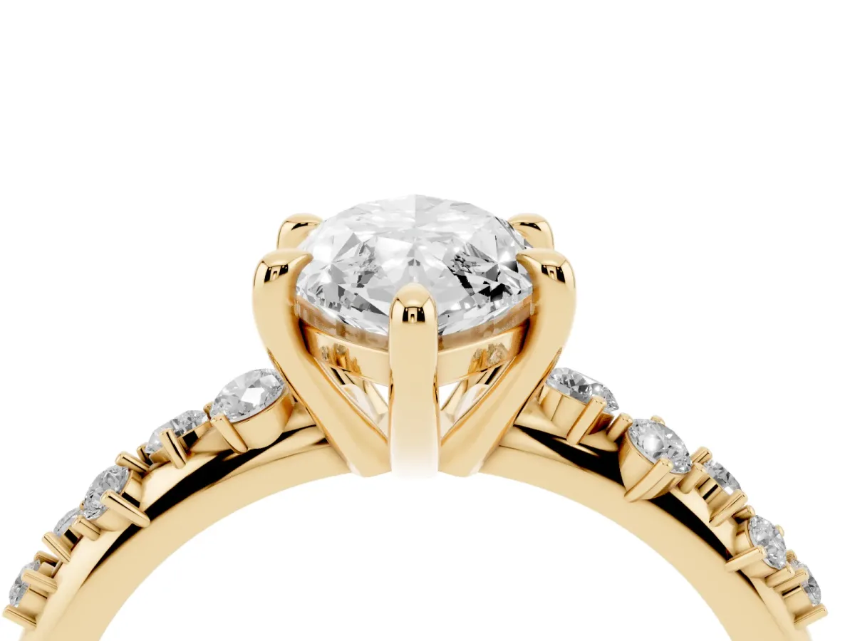 Marquise Cut Cut Diamond Vine Band with Four-Prong Setting Yellow gold
