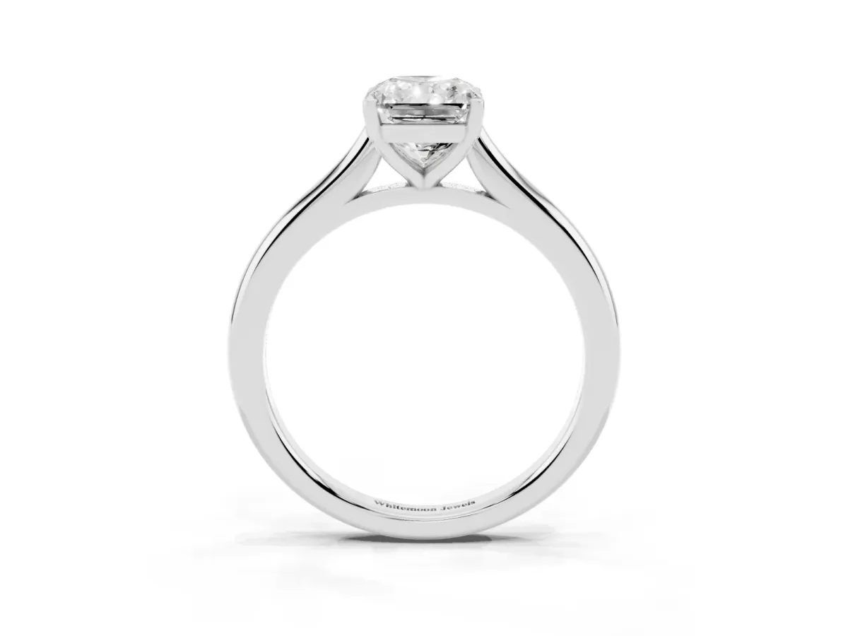 Radiant Cut Cut Solitaire Ring with Cathedral Band and Four-Prong Setting Silver