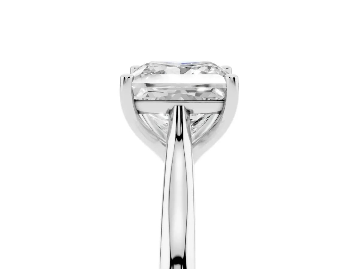 Princess Cut Cut Solitaire Ring with Cathedral Band and Four-Prong Setting Silver