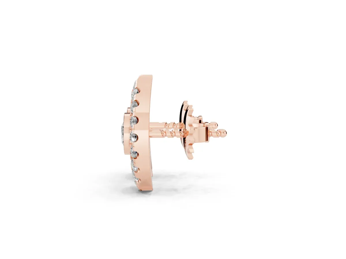 Round Diamond Evil Eye Stud Earrings Rose gold