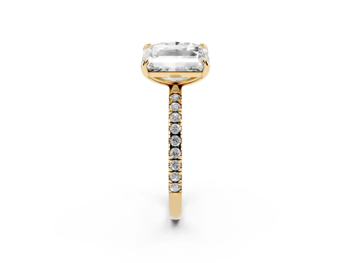 Oval and Radiant Toi Moi Ring with Prong Setting and Pave Band Yellow gold