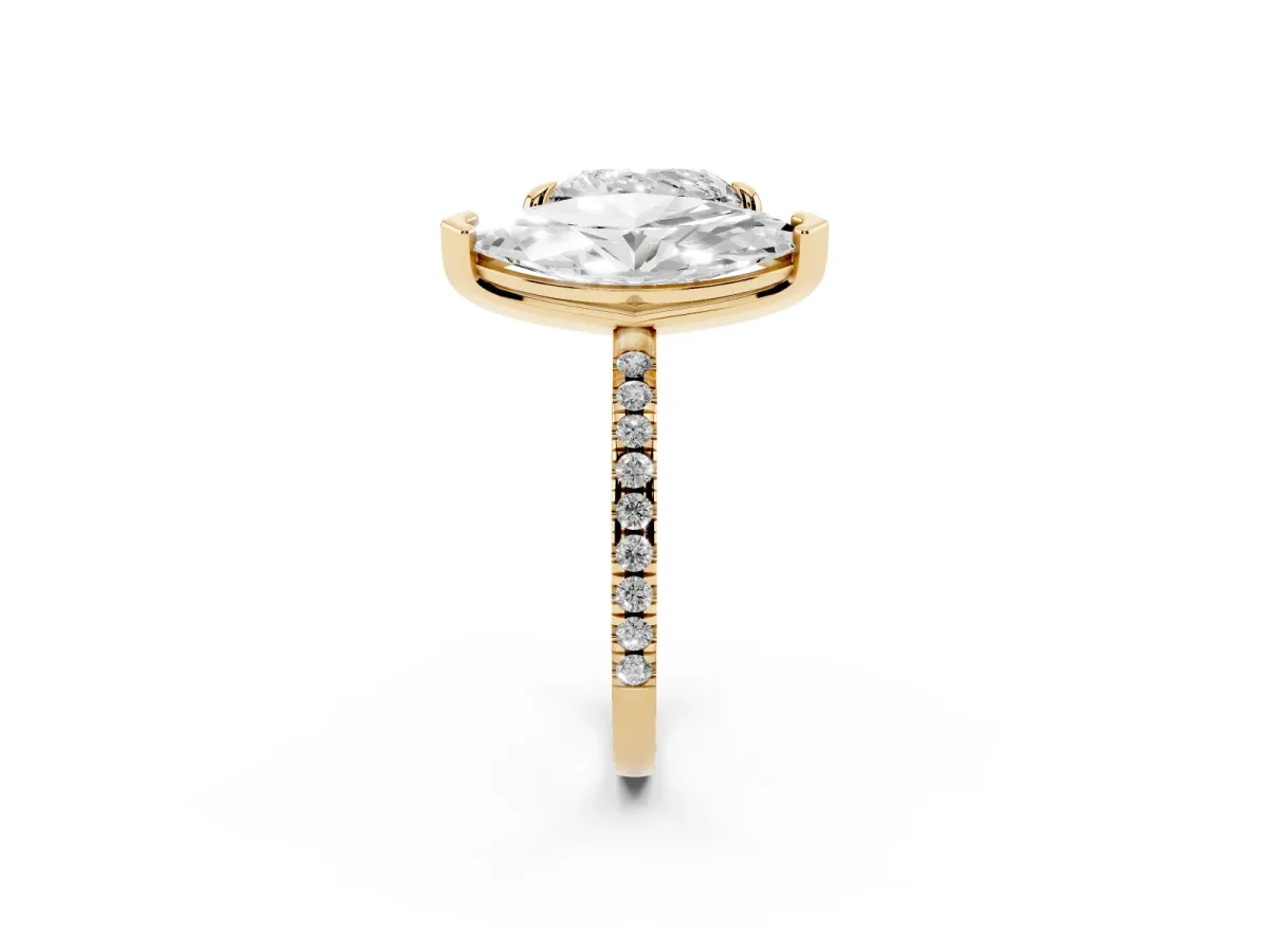 Heart and Marquise Toi Moi Ring with Prong Setting and Pave Band Yellow gold