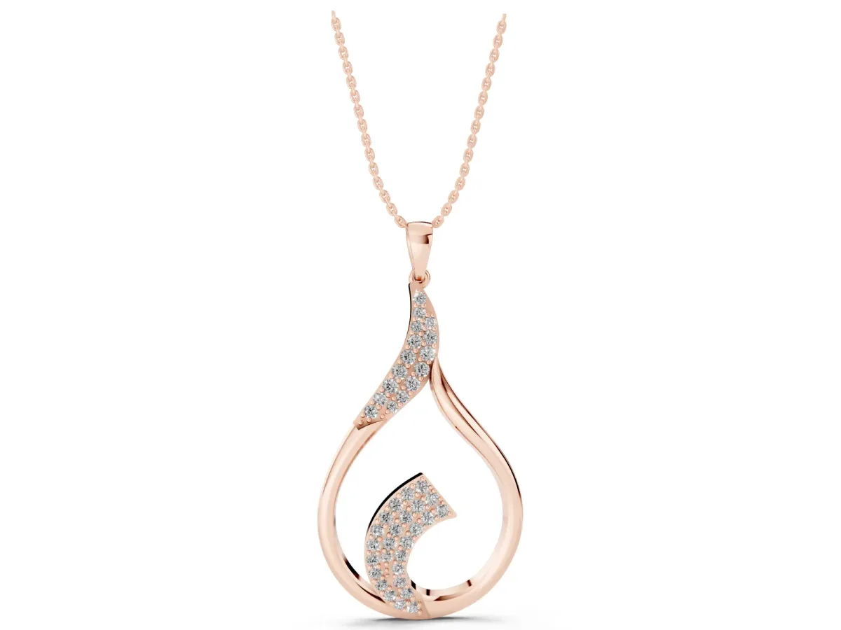 Pavé Round Diamond Twist Pendant Rose gold