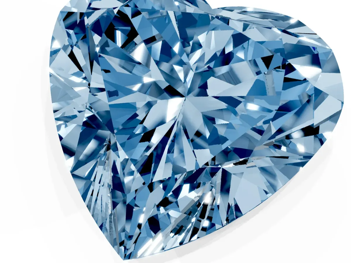 Fancy Blue Heart Cut Diamond Ring with Marquise Side Stones and Prong Setting Yellow gold