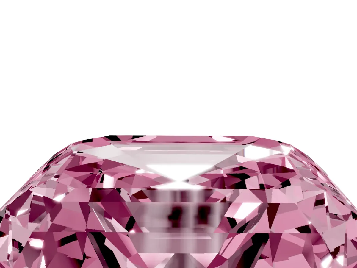 Fancy Pink Asscher Cut Halo Diamond Ring with Milgrain Edge and Round Prong Setting Silver