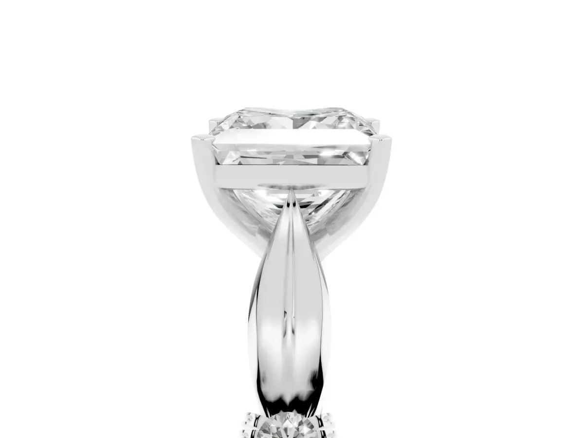Princess Cut Solitaire Diamond Twisted Band with Four-Prong Setting Silver