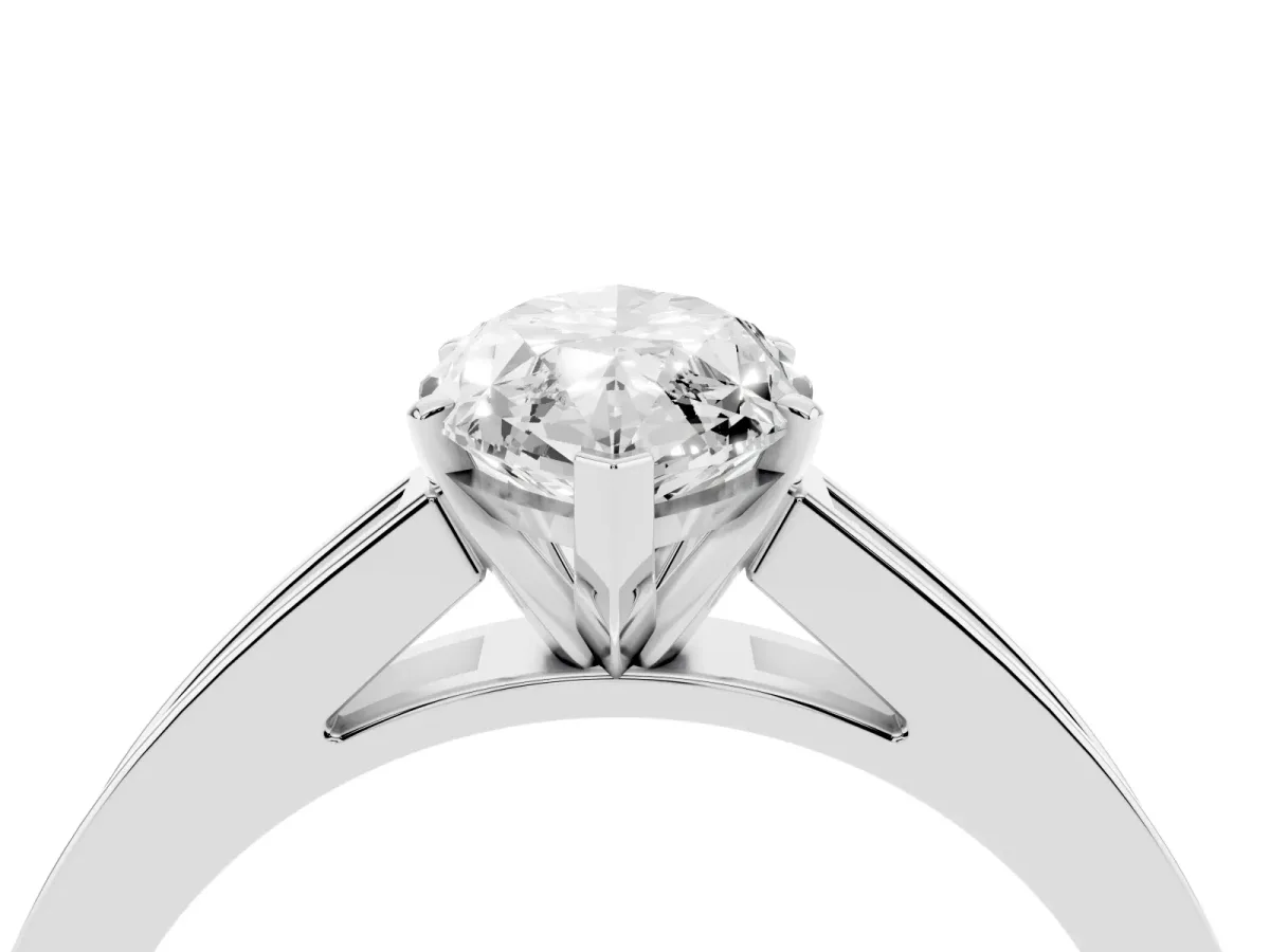 Marquise Cut Solitaire Diamond Ring with Channel-Set Band and Four-Prong Setting Silver