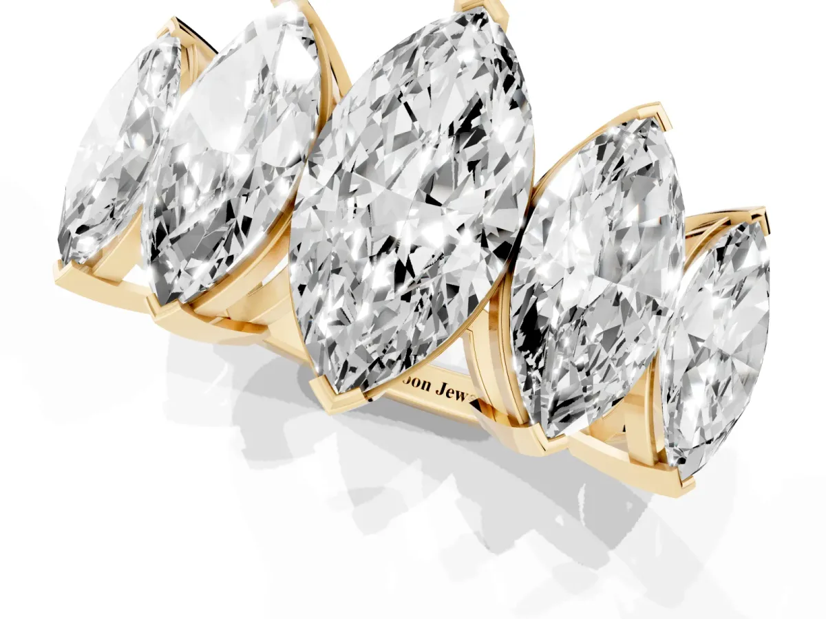 Five-Stone Marquise Diamond Prong Set Band Yellow gold