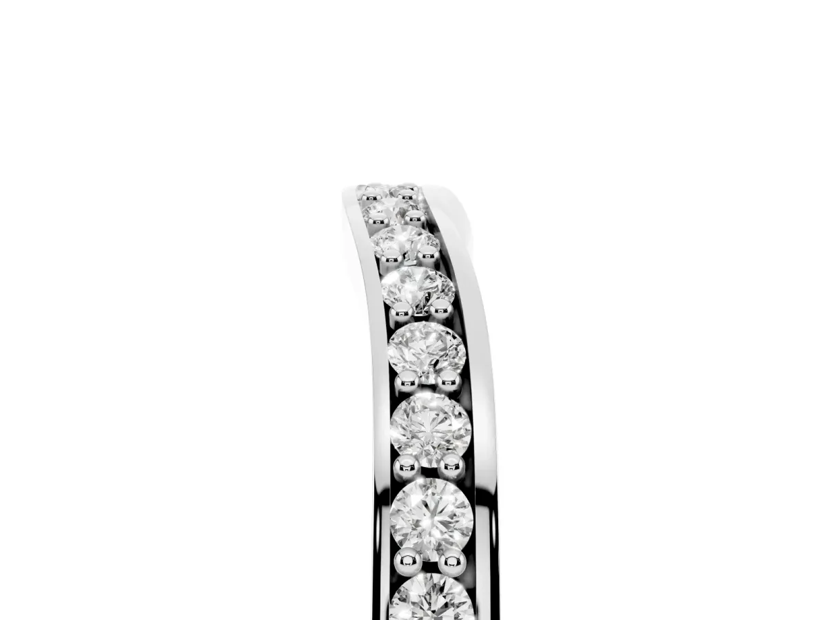 Diamond Pavé Round Cut Curved Band with Channel Setting Silver