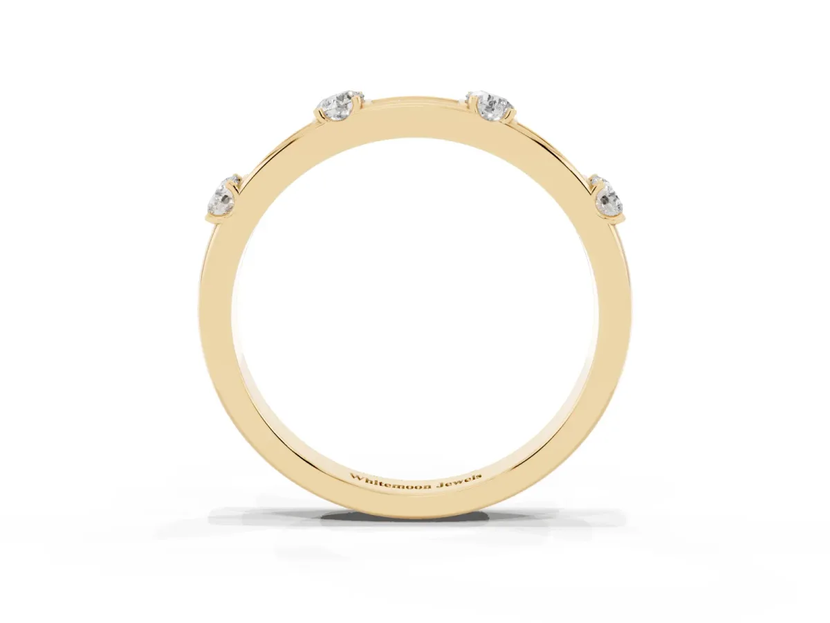 Round Diamond Channel Set Eternity Band with Prong Setting Yellow gold