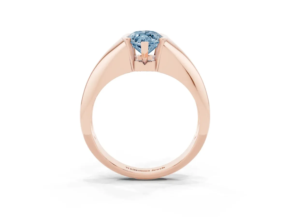 Fancy Blue Marquise Cut Solitaire Tension Set Diamond Ring Rose gold