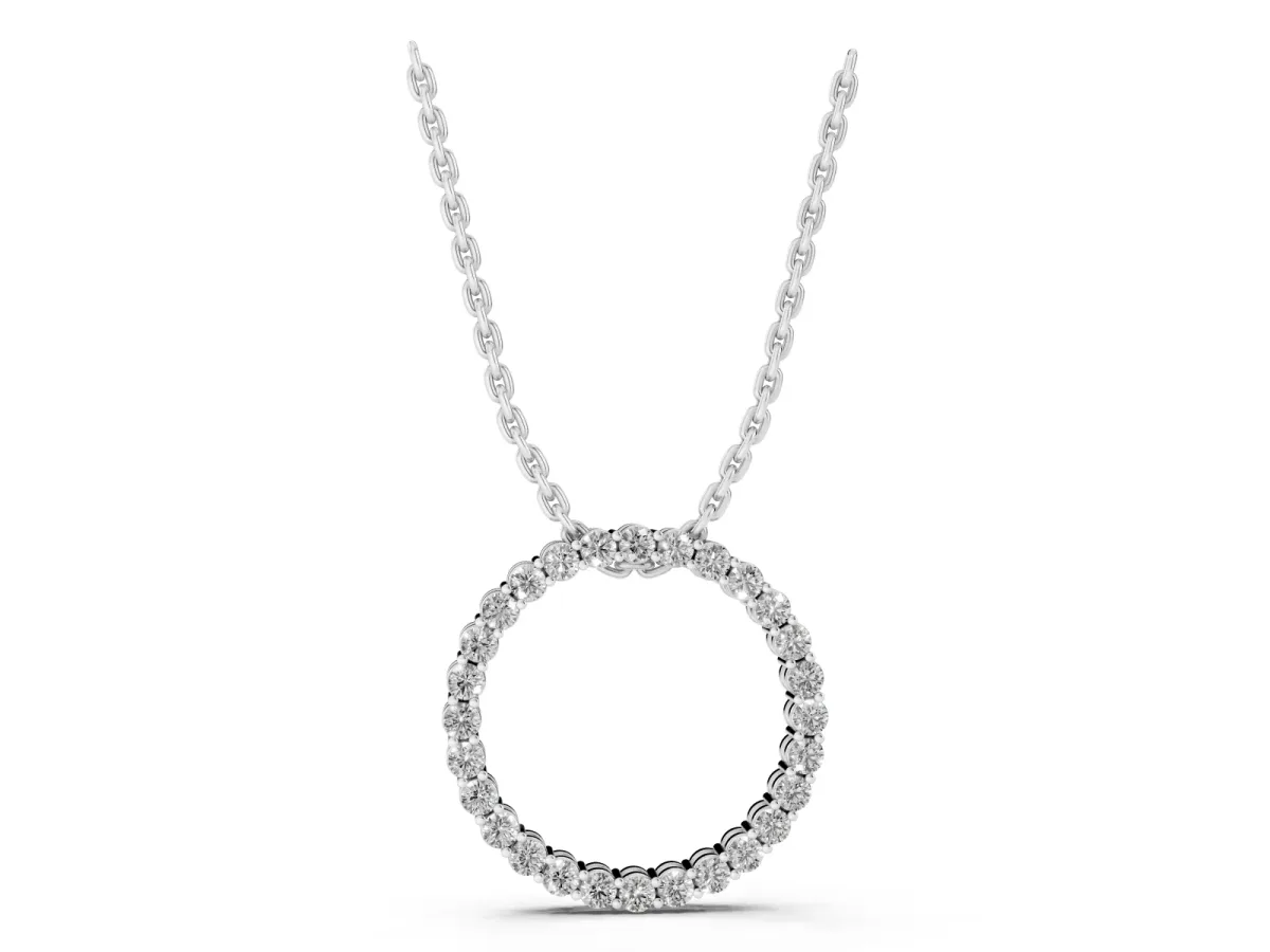 Round Diamond Prong Set Eternity Pendant Silver
