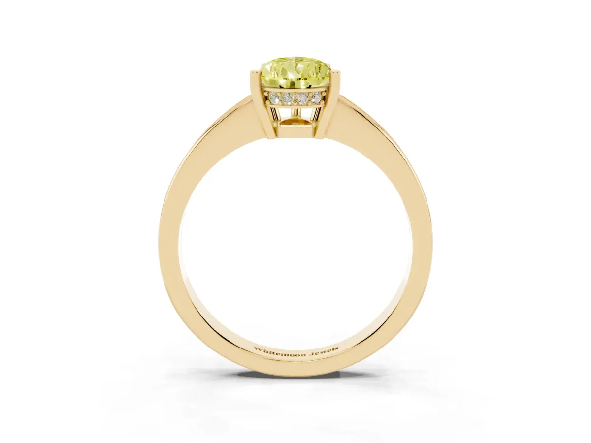 Fancy Yellow Pear Cut Solitaire Pavé Band Prong Setting Ring Yellow gold