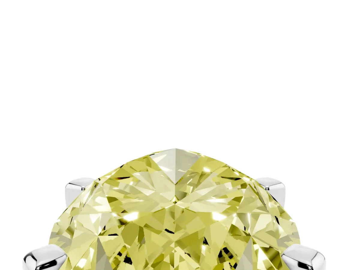 Fancy Yellow Marquise Cut Diamond Solitaire Ring with Prong Setting and Classic Band Silver