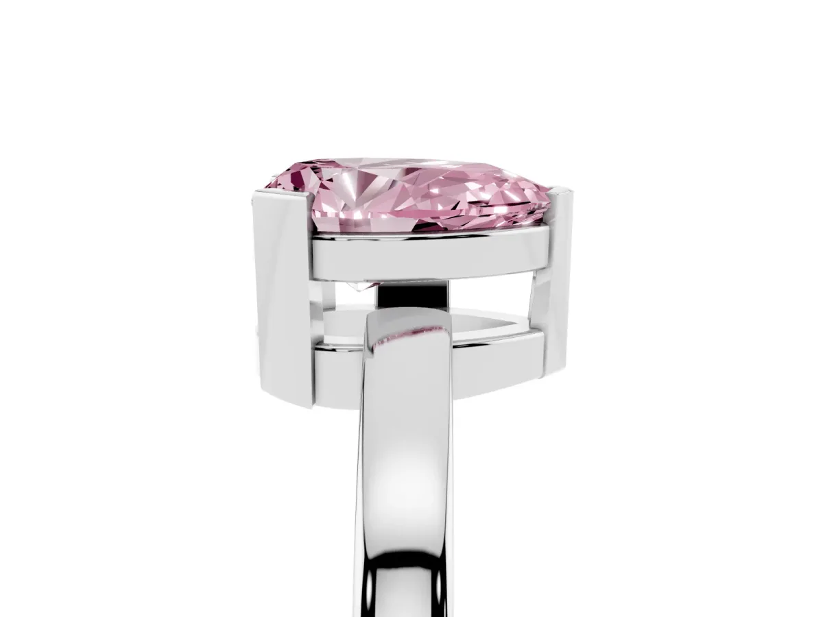 Fancy Pink Pear Cut Cut Solitaire Ring with Four-Prong Setting and Classic Band Silver