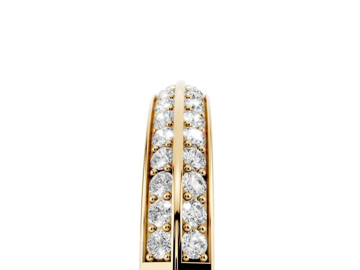 Double Row Round Diamond Channel Set Eternity Band Yellow gold
