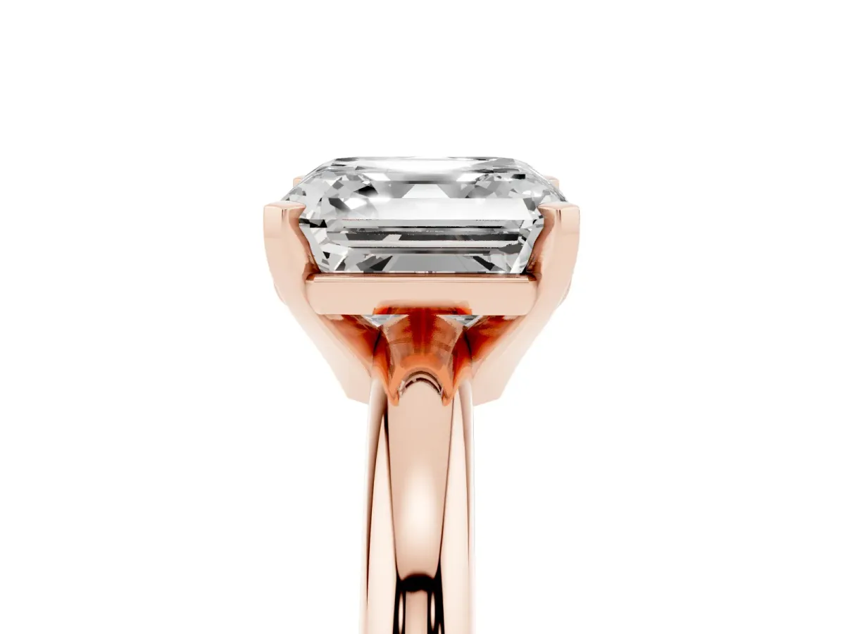 Asscher Cut Diamond Solitaire Engagement Ring with Round Band and Four-Prong Setting Rose gold