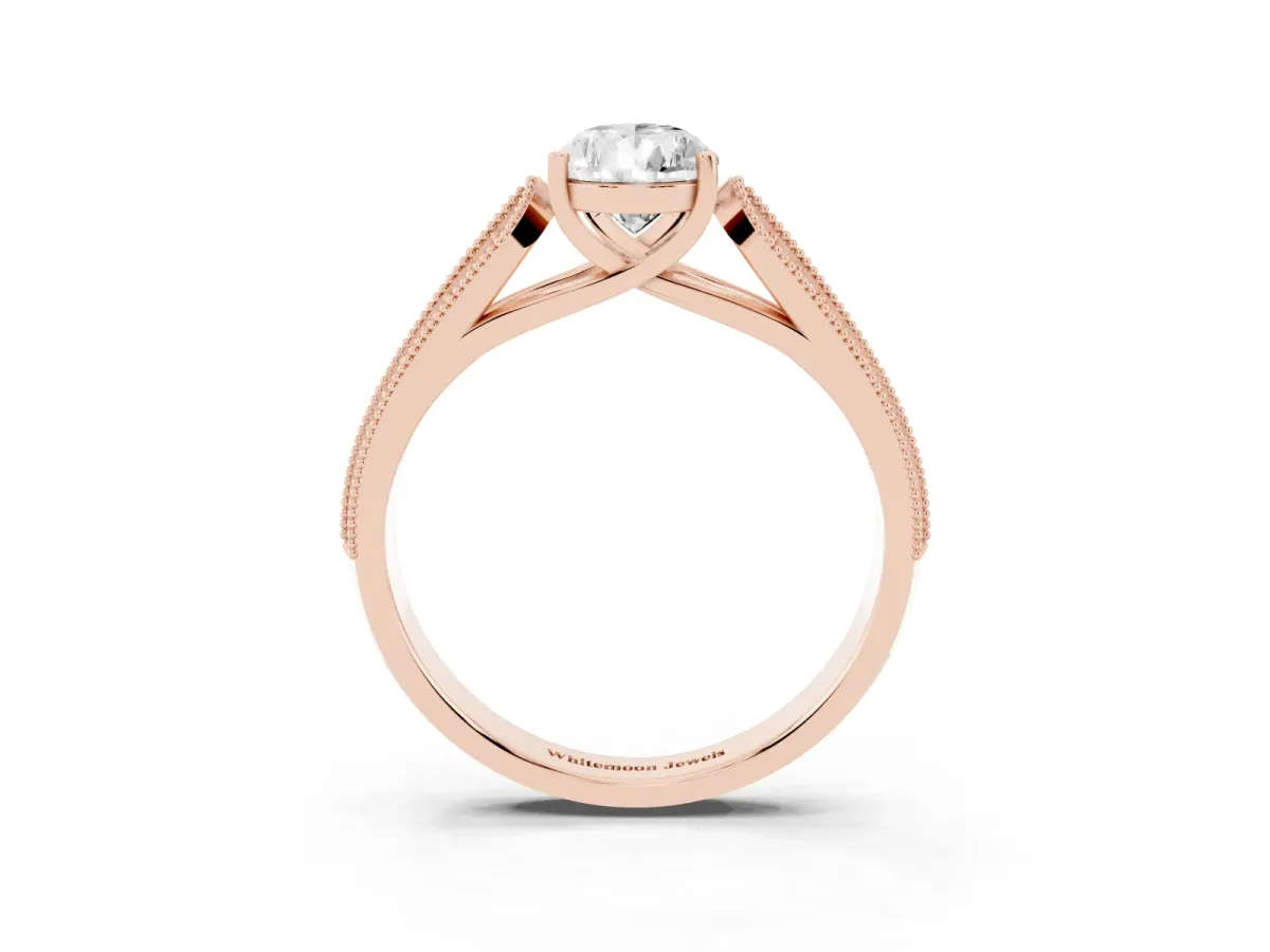 Pear Cut Cut Pave Split Shank Engagement Ring with Four-Prong Setting Rose gold