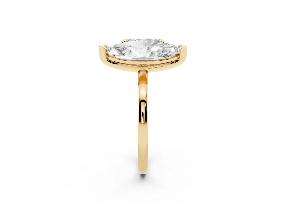 Radiant and Marquise Toi Moi Ring with Prong Setting and Plain Band Yellow gold