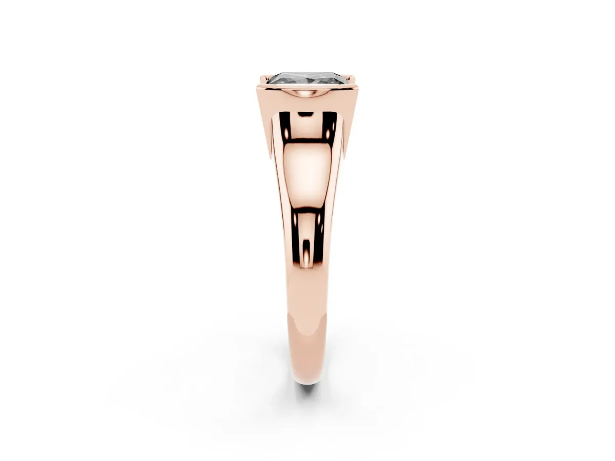 Fancy Black Princess Cut Solitaire Tension Set Diamond Ring with Split Shank Band Rose gold
