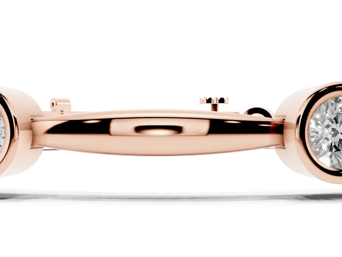 Bezel Set Round Diamond Link Bracelet with Box Clasp Rose gold