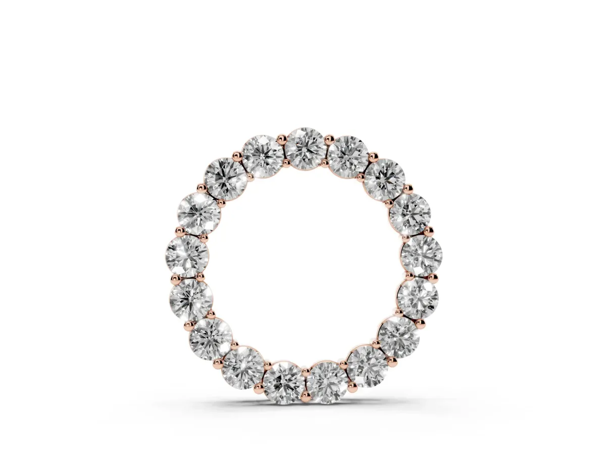 Round Diamond Prong-Set Circle Pendant Rose gold