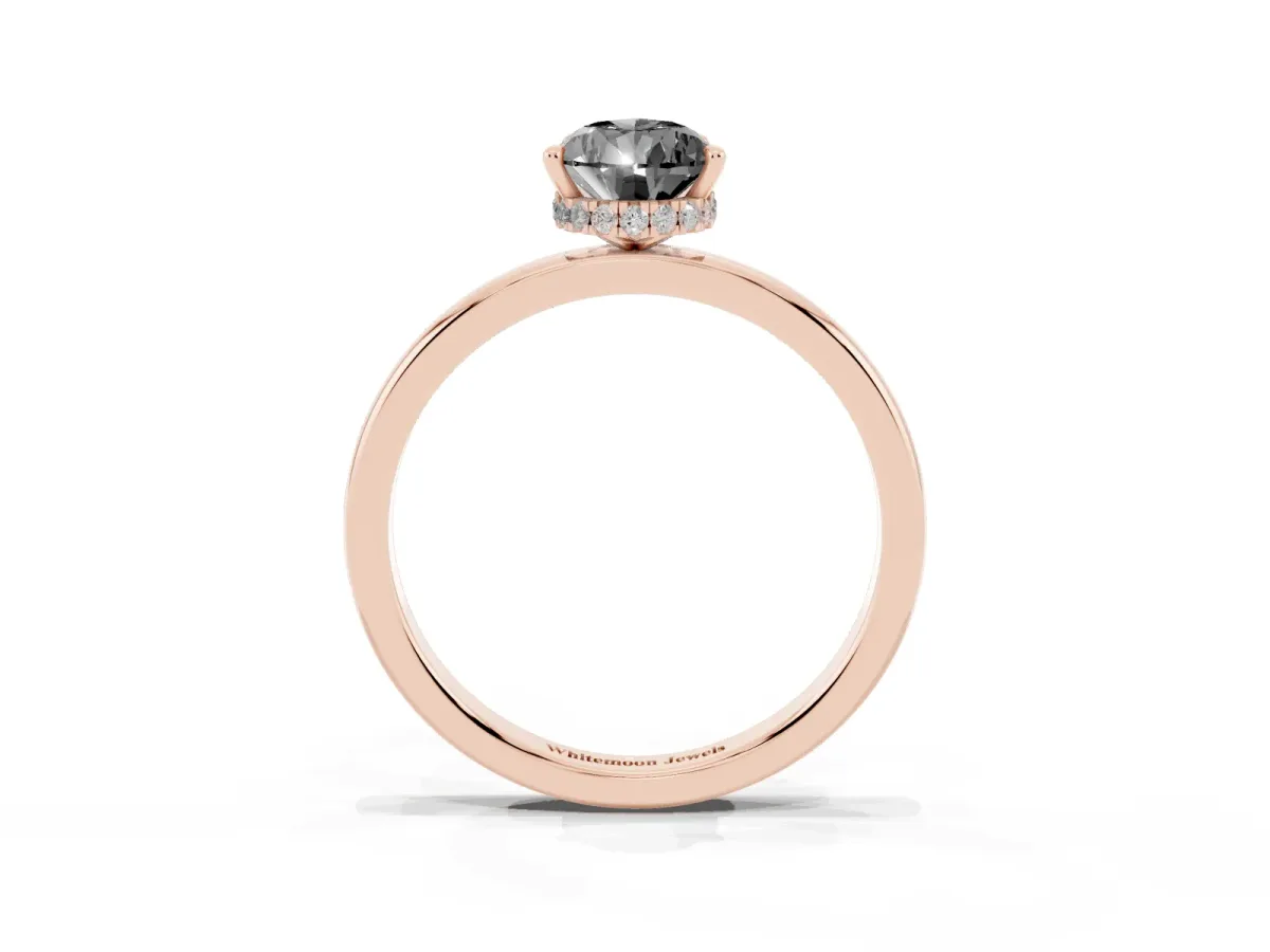Fancy Black Pear Cut Solitaire Engagement Ring with Cathedral Band and Four-Prong Setting Rose gold