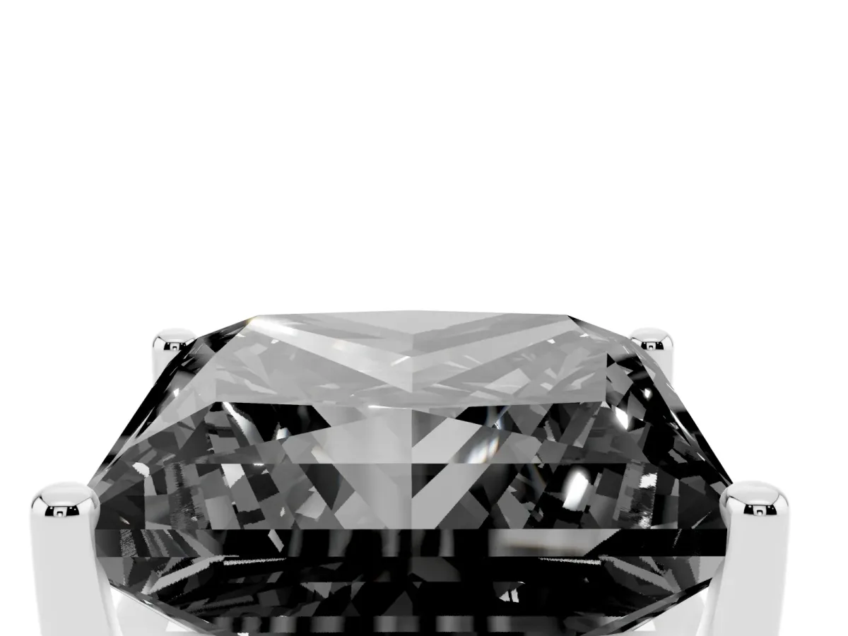Fancy Black Princess Cut Cut Diamond Solitaire Engagement Ring with Tapered Plain Band and Four-Prong Setting White gold