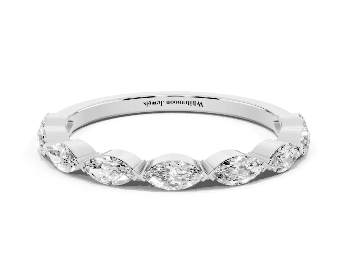 Marquise Diamond Eternity Band with Bezel Setting Silver