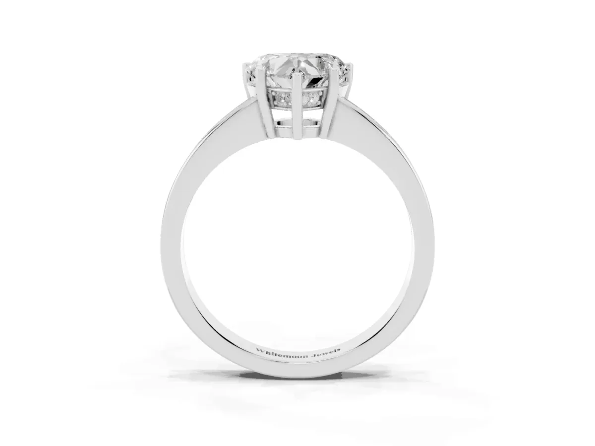 Heart Cut Solitaire Pavé Band Prong Setting Ring Platinum
