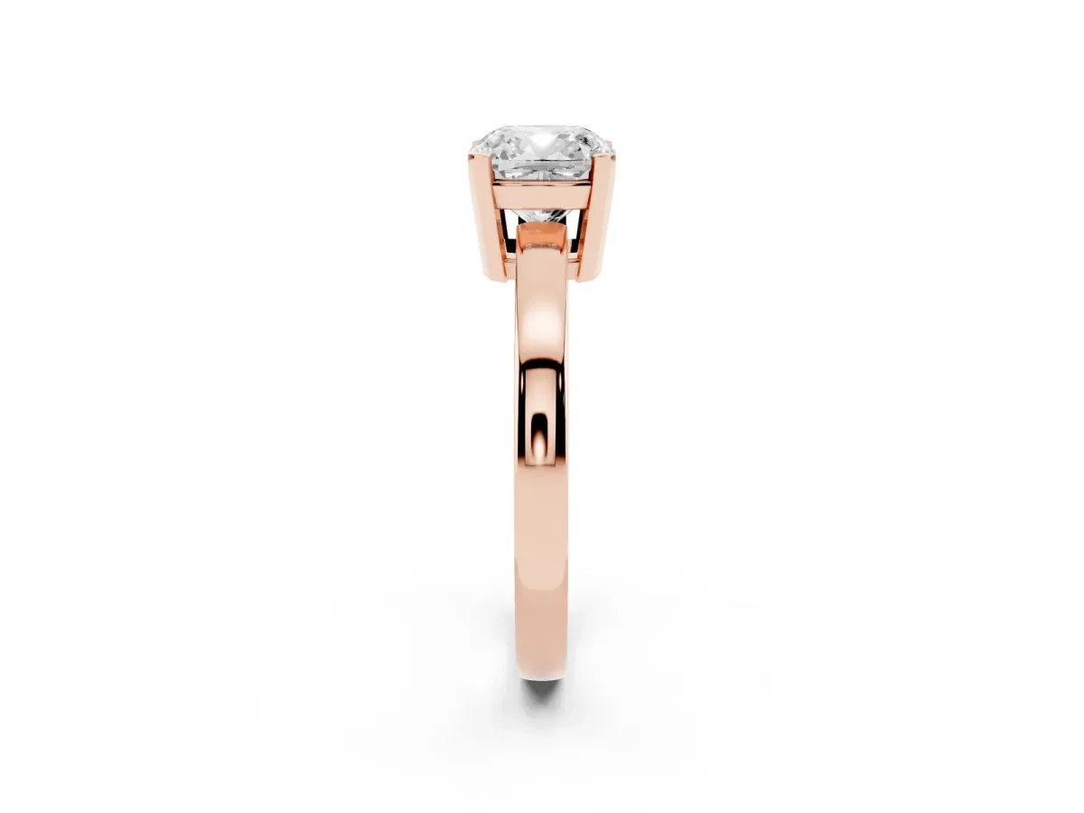 Cushion Cut Cut Solitaire Ring with Four-Prong Setting and Classic Band Rose gold