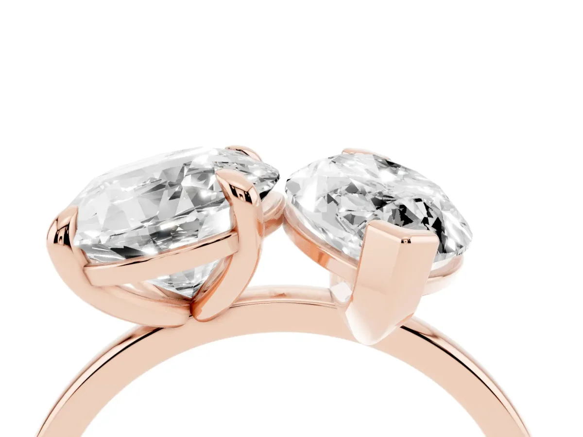 Round and Marquise Toi Moi Ring with Prong Setting and Plain Band Rose gold