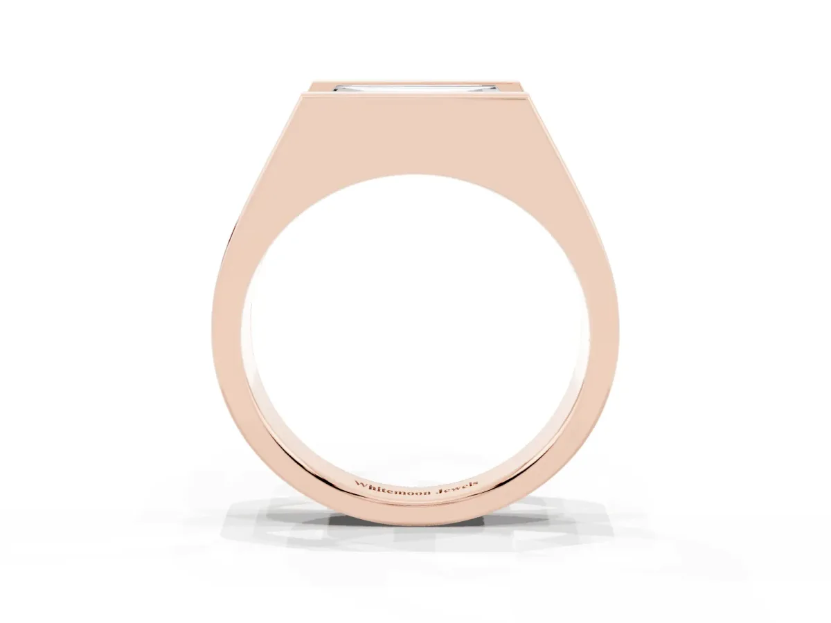 Baguette Diamond Geometric Solitaire Ring Rose gold